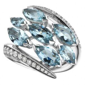 Many Beautiful Unique Marquis Gems Bright Light Blue Ring for Women, INDN8565